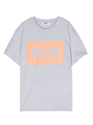 MSGM Kids logo-stamp cotton T-shirt - Grey