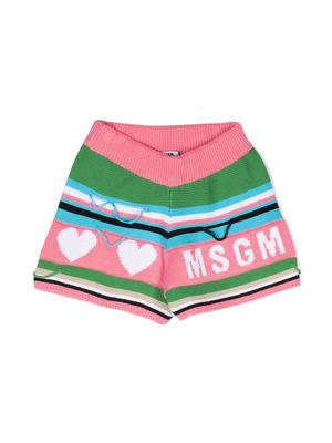 MSGM Kids logo tricot knit shorts - Pink