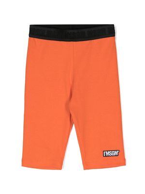 MSGM Kids logo-waistband cotton shorts - Orange