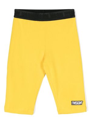 MSGM Kids logo-waistband cotton shorts - Yellow