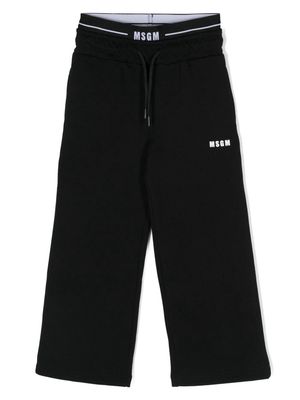 MSGM Kids logo-waistband cotton track pants - Black