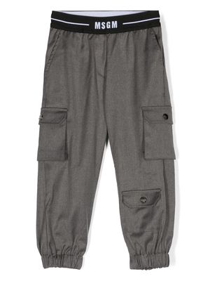 MSGM Kids logo-waistband elasticated-ankles trousers - Grey