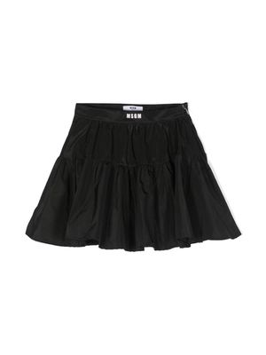 MSGM Kids logo-waistband flared skirt - Black
