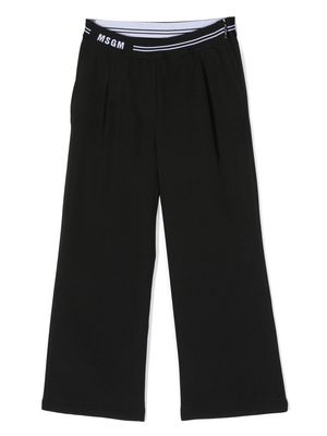 MSGM Kids logo-waistband pleated trousers - Black