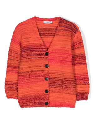 MSGM Kids mélange-effect striped knitted cardigan - Orange