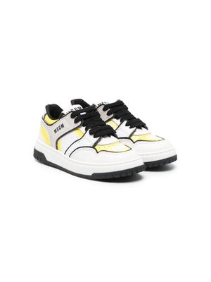 MSGM Kids multi-panel lace-up sneakers - White