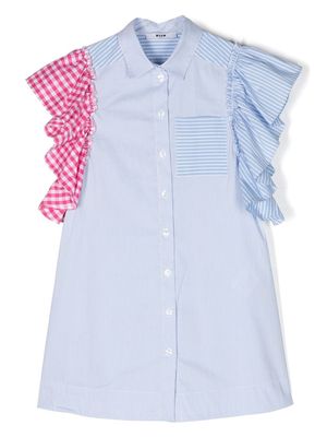 MSGM Kids multi-stripe check-detail shirt - White