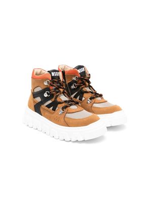 MSGM Kids panelled high-top sneakers - Brown