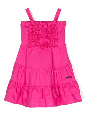MSGM Kids panelled ruffled-trim dress - Pink
