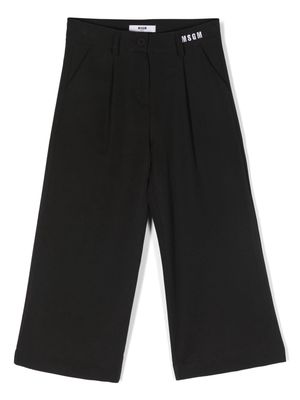 MSGM Kids pleat-detailed satin trousers - Black