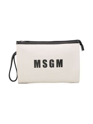 MSGM Kids Pochette logo-print clutch bag - Neutrals