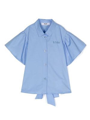 MSGM Kids poplin cropped shirt - Blue