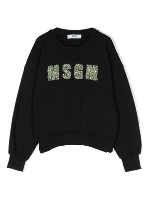 MSGM Kids rhinestone-embellished sweatshirt - Black