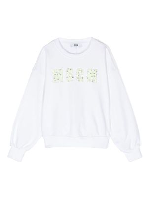 MSGM Kids rhinestone-embellished sweatshirt - White