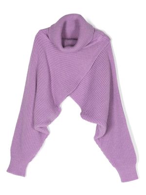 MSGM Kids ribbed-knit roll-neck jumper - Purple