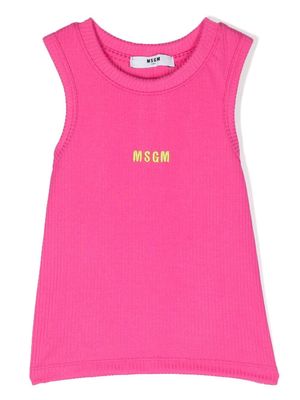 MSGM Kids ribbed logo-embroidered sleeveless top - Pink