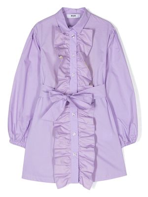 MSGM Kids ruffle-detail shirt dress - Purple