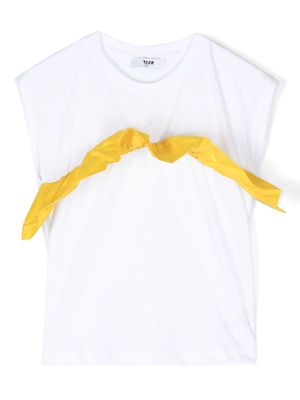 MSGM Kids ruffle-detailing cotton T-shirt - White