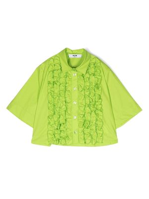 MSGM Kids ruffle-trim detail shirt - Green