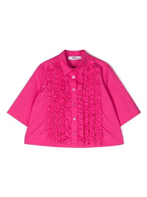MSGM Kids ruffle-trim detail shirt - Pink
