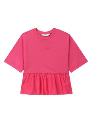 MSGM Kids ruffled cotton T-shirt - Pink