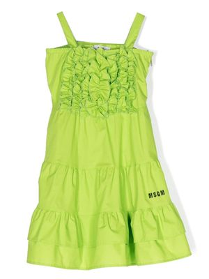 MSGM Kids ruffled-detail cotton dress - Green