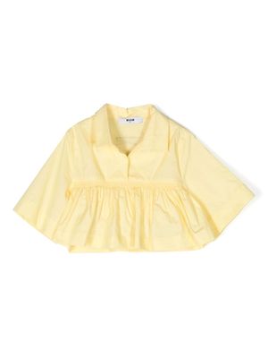 MSGM Kids ruffled-detail cotton top - Yellow