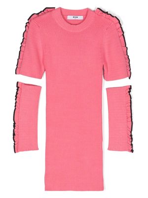 MSGM Kids ruffled-detailing ribbed-knit dress - Pink