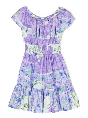MSGM Kids ruffled floral-print dress - Purple