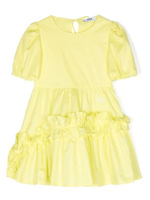 MSGM Kids ruffled poplin dress - Yellow