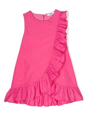 MSGM Kids ruffled taffeta dress - Pink