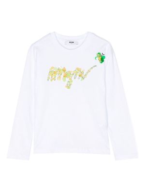 MSGM Kids sequin-embellished cotton T-shirt - White