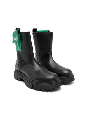 MSGM Kids side-pocket leather boots - Black