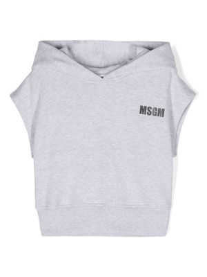 MSGM Kids sleeveless cotton hoodie - Grey