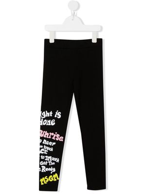 MSGM Kids slogan-print cotton leggings - Black