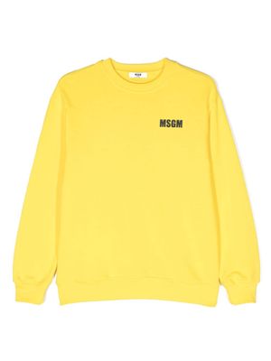MSGM Kids slogan-print cotton sweatshirt - Yellow