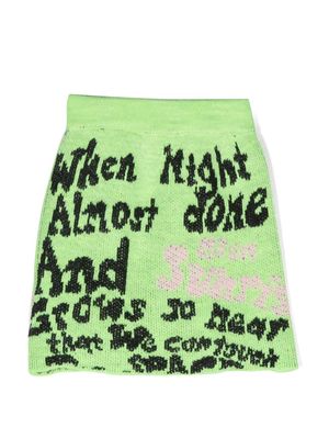 MSGM Kids slogan-print knitted skirt - Green