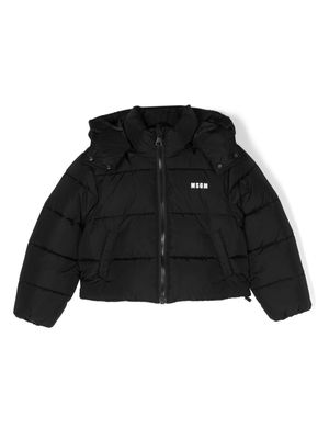 MSGM Kids star-detailed hooded padded jacket - Black