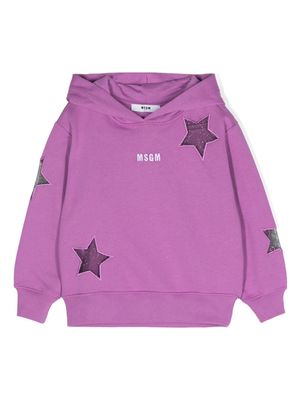 MSGM Kids star-embroidered hoodie - Purple