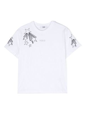 MSGM Kids star-print cotton T-shirt - White
