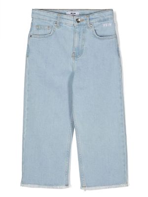 MSGM Kids straight-leg cropped jeans - Blue