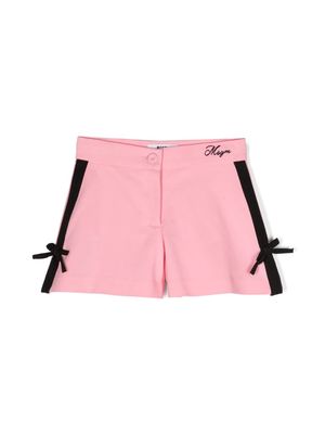 MSGM Kids stripe-detail cotton blend shorts - Pink