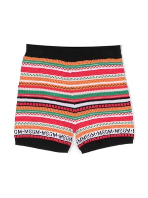 MSGM Kids striped knitted shorts - Pink
