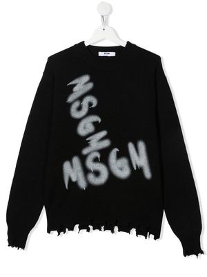 MSGM Kids Teen logo-print jumper - Black