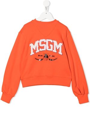 MSGM Kids textured-logo sweatshirt - Orange