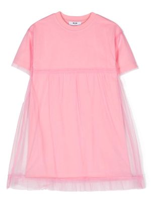 MSGM Kids tulle-layered T-shirt dress - Pink