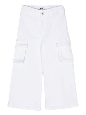 MSGM Kids twill stretch-cotton trousers - White