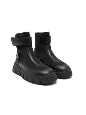 MSGM Kids zip-fastening panelled boots - Black