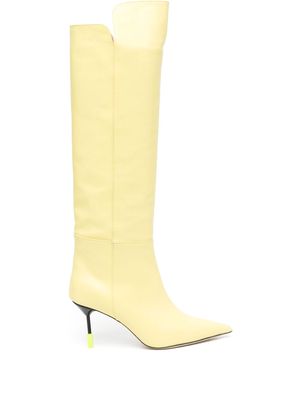 MSGM knee-high leather boots - Yellow