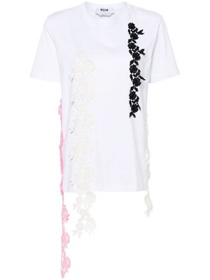MSGM lace-appliqué cotton T-shirt - White